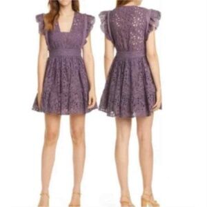 ba&sh Bailey Eyelet Fit & Flare Dress Purple L